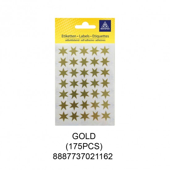 MAYSPIES MS-STARS COLOUR LABEL / 5 SHEETS/PKT / 175PCS / GOLD